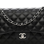 Lambskin Quilted Jumbo Double Flap Black