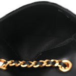 Patent Enamel Quilted Coco Hearts Clutch With Chain Black