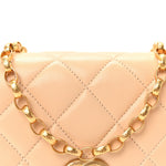 Lambskin Quilted CC Coin Flap Bag Beige