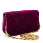 Velvet Matelasse GG Marmont Mini Bag Fuchsia Violet Cyclamen
