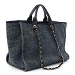 Lurex Canvas Medium Deauville Tote Navy Blue