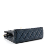 Metallic Aged Calfskin Quilted Nano Kelly Shopper Navy