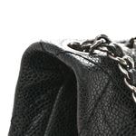 Caviar Quilted Medium Elastic Flap Black