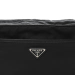 Re-Nylon Vela Saffiano Pocket Double Zip Shoulder Bag Black