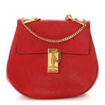 Grained Lambskin Drew Shoulder Bag Plaid Red