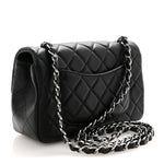 Lambskin Quilted Mini Rectangular Flap Black