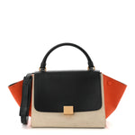 Smooth Calfskin Linen Small Tri-Color Trapeze Orange