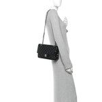 Patent Quilted Medium Double Flap Black