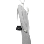 Patent Quilted Frame Clutch Flap With Chain Black