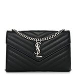 Grain De Poudre Matelasse Chevron Monogram Chain Wallet  Black