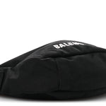 Recycled Sport Nylon Logo Embroidered Wheel Sling Bag Black White