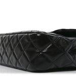 Shiny Crumpled Calfskin Quilted Wavy CC Hobo Black