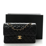 Caviar Quilted Small Double Flap Black