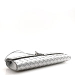 Metallic Lambskin Intrecciato Long Andiamo Top Handle Clutch Silver