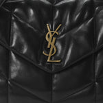 Lambskin Quilted Medium Loulou Puffer Monogram Chain Satchel Black