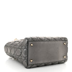 Metallic Grained Calfskin Cannage Medium Supple Lady Dior Steel