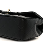 Lambskin Quilted Mini Top Handle Rectangular Flap Black