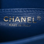 Lambskin Chevron Quilted Mini Square Flap Blue