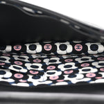 Lambskin Quilted Enamel CC Wallet On Chain WOC Black