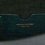 Glazed Calfskin Crocodile Embossed Small Skull Shoulder Bag Green