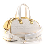 Calfskin Padded Macrocannage Medium Dior Vibe Zip Bowling Bag White Gold