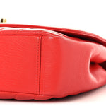 Shiny Goatskin Diagonal Quilted Small Flap Red
