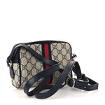 GG Supreme Monogram Textured Dollar Calfskin Web Mini Ophidia Shoulder Bag Beige Blue