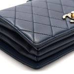 Lambskin Quilted Small Art Nouvelle Flap Bag Navy