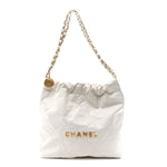 Shiny Calfskin Quilted Small Chanel 22 White