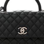 Caviar Lizard Embossed Quilted Small Coco Handle Flap Black