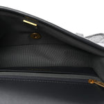 Washed Denim Quilted Messenger Flap Black