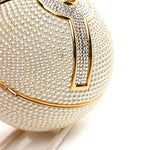 Swarovski Crystal Disco Ball Minaudiere Clutch White Gold