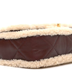 Shearling Lambskin Quilted Furry Coco Flap Dark Brown Beige