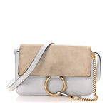 Suede Calfskin Small Faye Shoulder Bag Airy Grey
