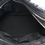 Lambskin Bubble Quilt Small Double Bowling Bag Black