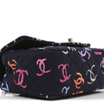 Printed Fabric Quilted Mini Rectangular Flap Black Pink Blue Yellow Orange