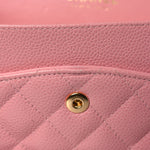 Caviar Quilted Medium Double Flap Pink