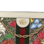 GG Supreme Monogram Flora Web Small Ophidia Chain Shoulder Bag White
