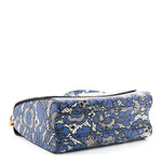 Calfskin Lace Flower Inlay Twist Shoulder Bag MM Navy Black