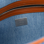 Denim Vitello King FF Embroidered Baguette Denim Chiaro Brandy