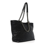 Calfskin Quilted Large Shopping In Chains Tote Black