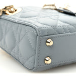 Lambskin Cannage Micro Lady Dior Cloud Blue