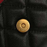 Caviar Quilted Bracelet On Chain Clutch Black