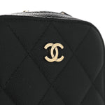 Caviar Quilted Phone Holder Wallet On Chain WOC Black