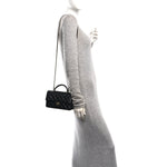 Lambskin Quilted Mini Top Handle Rectangular Flap Black
