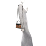 Calfskin Raffia Small Vanity Case Bag Black Beige