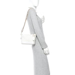 Iridescent Aged Calfskin Chevron Quilted Small Gabrielle Hobo White