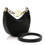 Satin Crystal Mini Vlogo Moon Bag Black