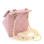 Lambskin Quilted Pearl Pyramid Clutch With Chain Pink