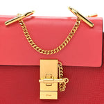 Grained Calfskin Lambskin Mini Bi-Color Drew Shoulder Bag Red